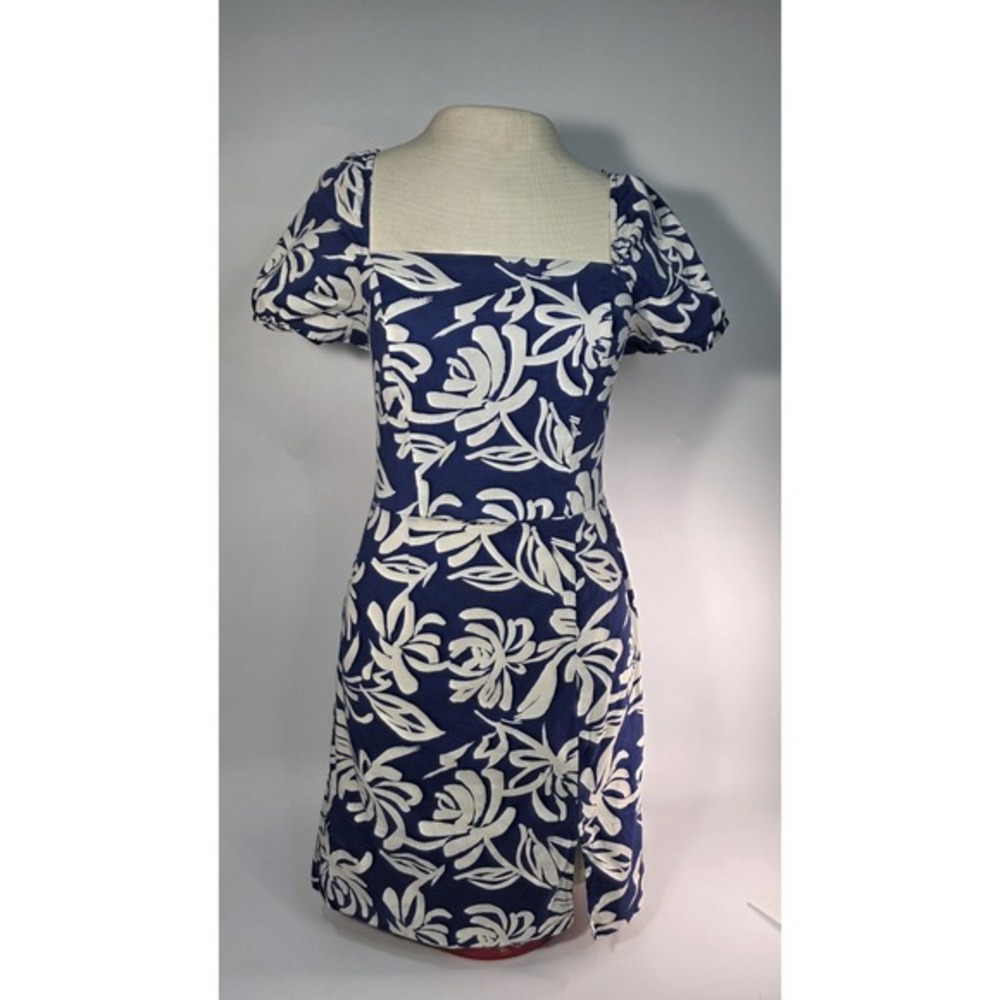 Monteau Los Angeles Blue And White Floral Vintage Style Hawaiian Dress XS